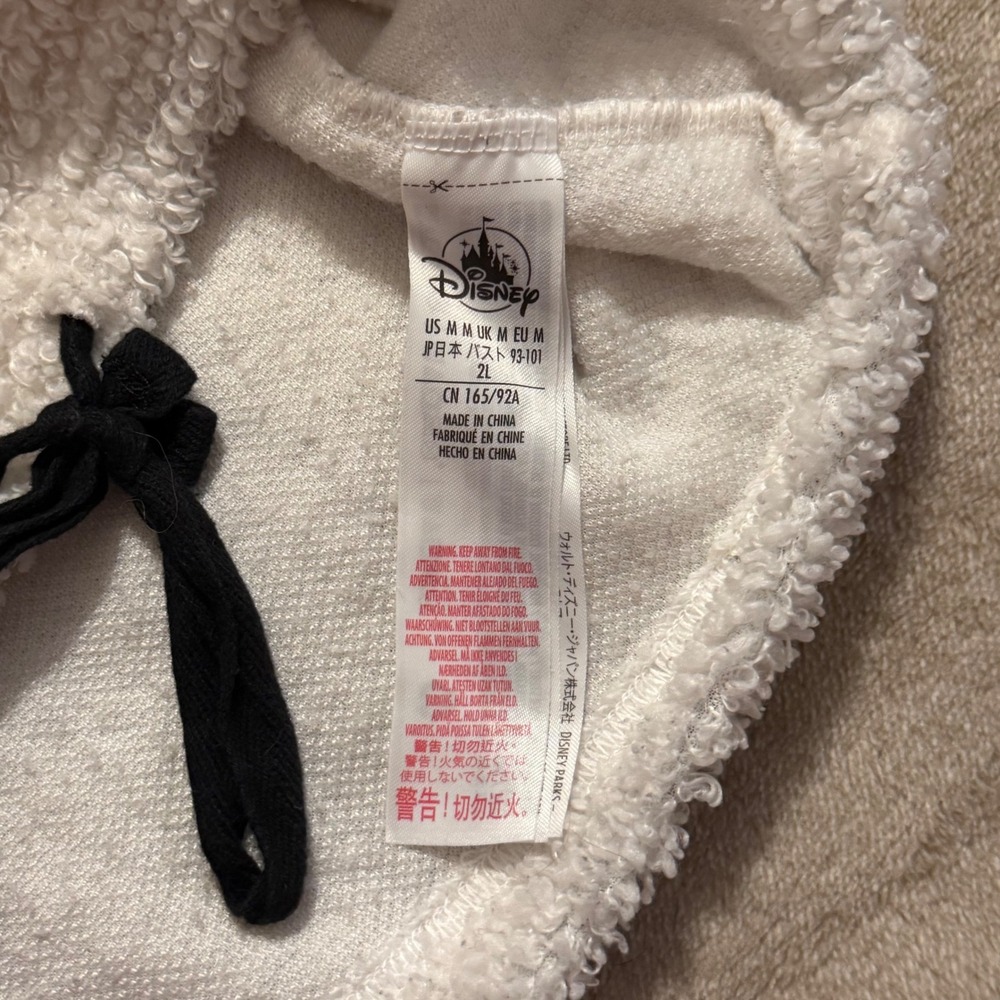 Disney Parks 101 Dalmatians Sherpa Fleece Hoodie White Black Medium - Picture 9 of 13